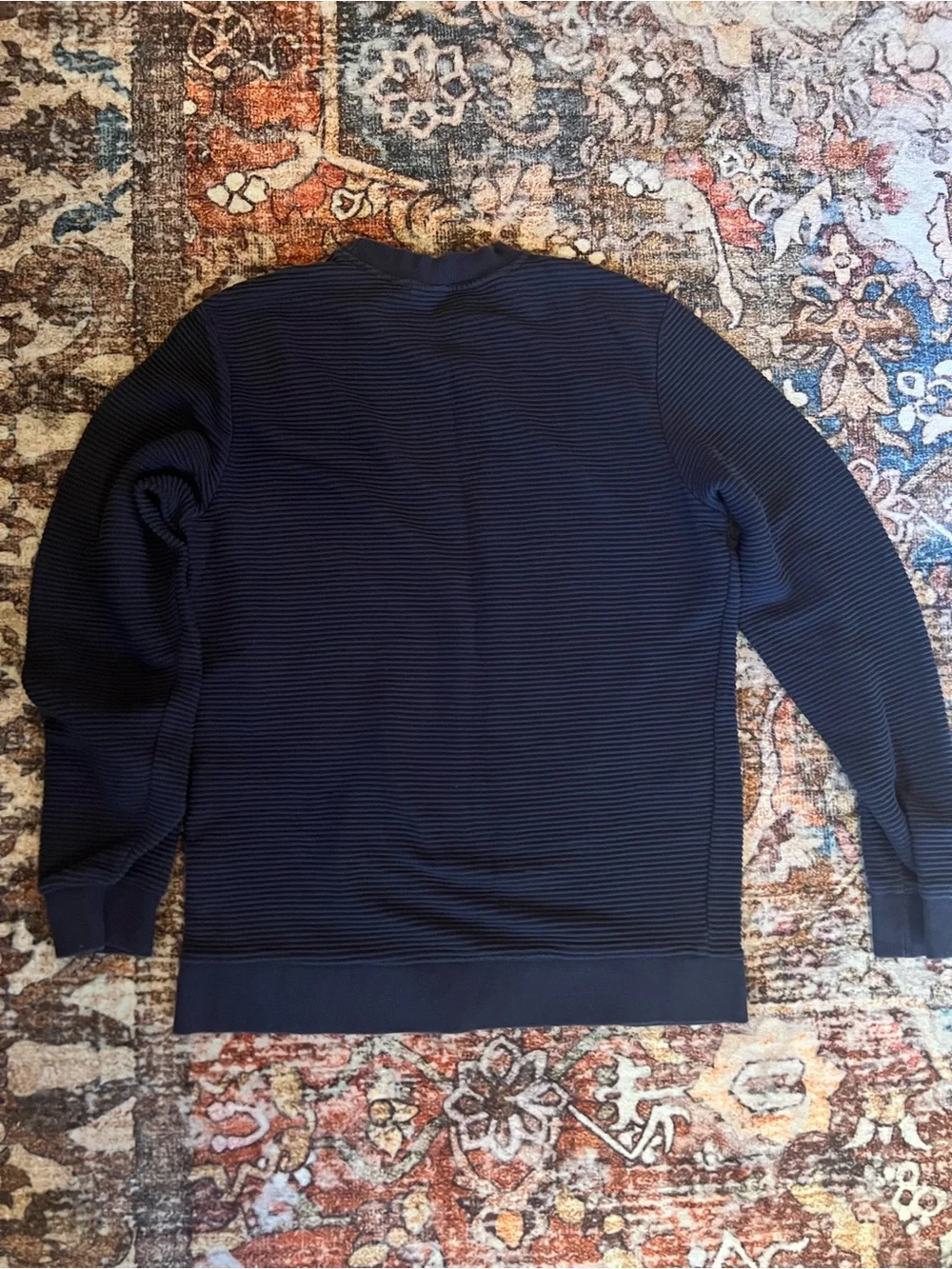 H&M Men's Navy Ribbed Crewneck Sweater